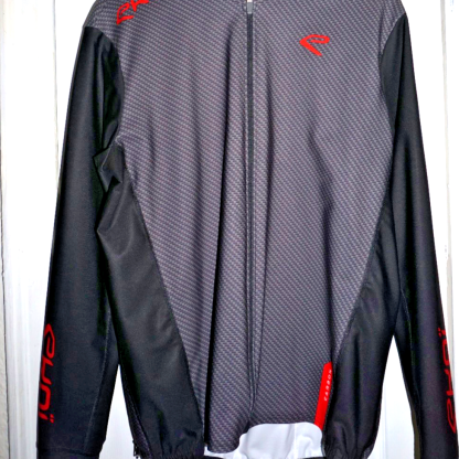 EKOI Carbon Winter Cycling Jacket Black Red Full Zip Long Sleeve Men's 2XL